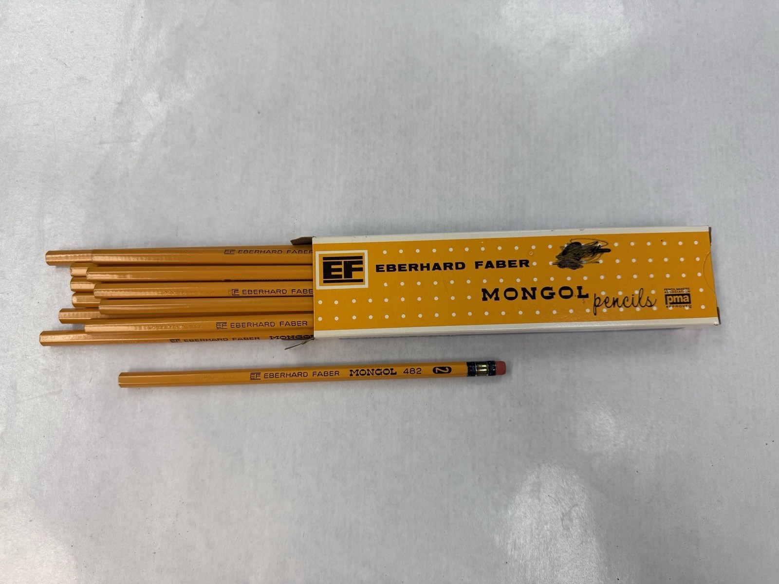 NOS Eberhard Faber Mongol 482 No 2 Pencils One Dozen 12 UNSHARPENED in Box USA