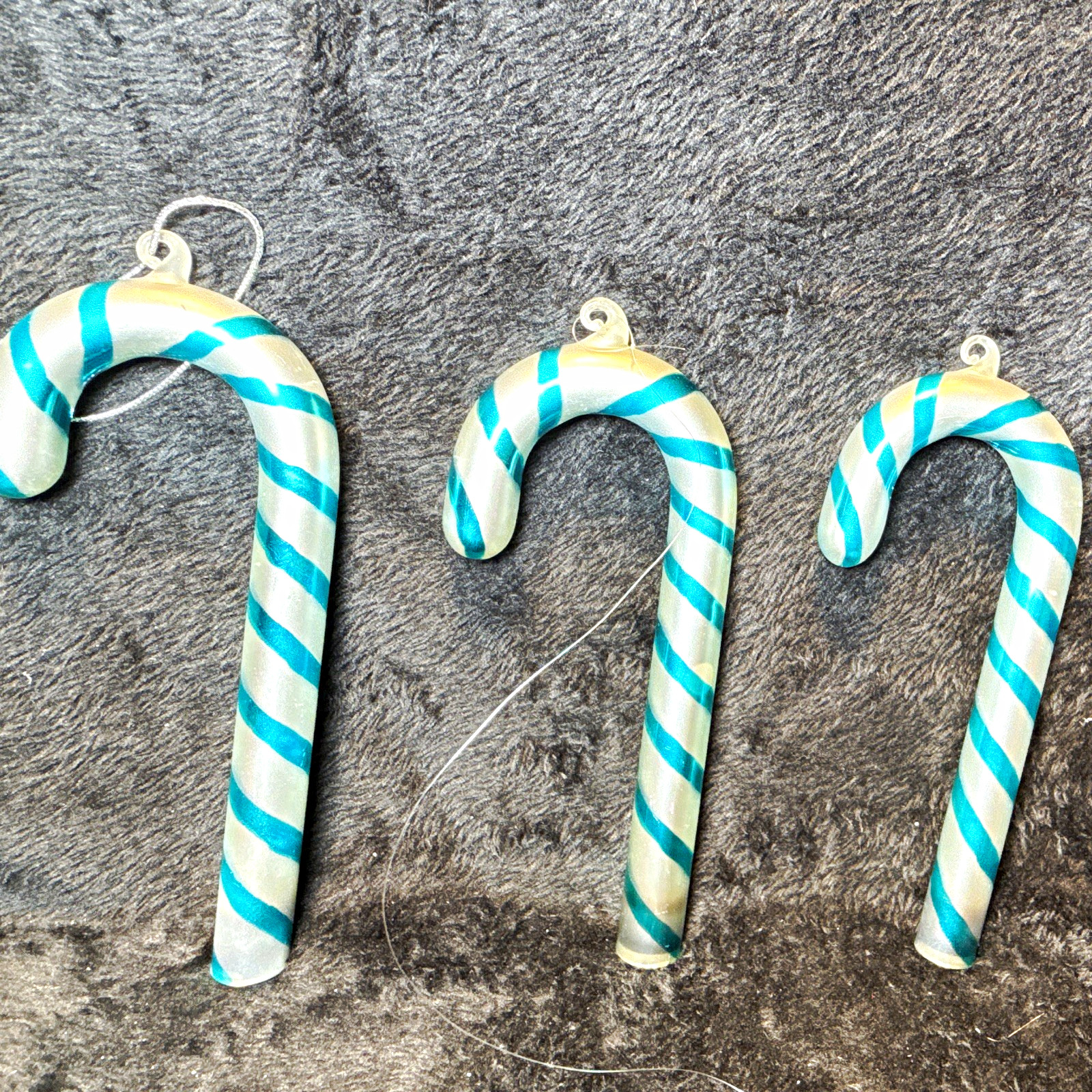 Vintage Mercury Glass Candy Cane Light Covers Set-3 Teal Blue 1950s Rare Color