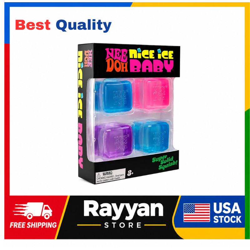 New NeeDoh Nice Ice Baby 4-Pack Mini Cubes Authentic Squishy Fidget Stress Toy