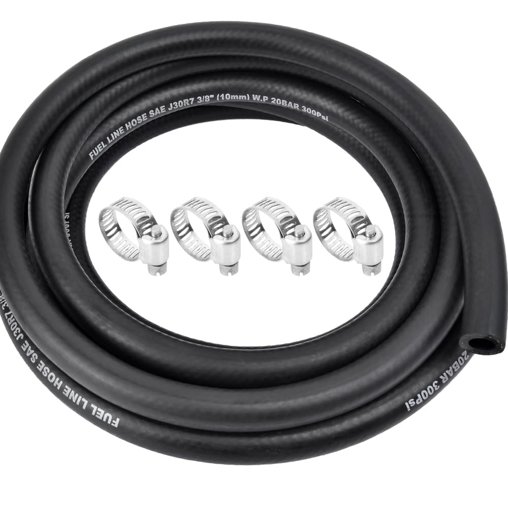 5/16 Inch ID Fuel Line Hose - 10FT Marine Grade Fuel Line with 4PCS Hose Clamps,