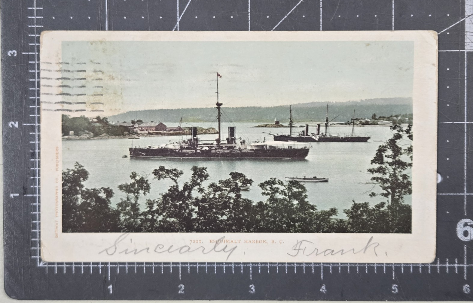 Vintage 1907 Postcard Boats & Ships Equimalt Harbor BC British Columbia Canada