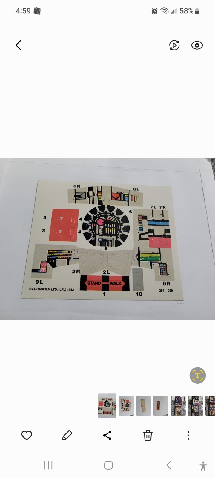 Original 1982 Star Wars AT-ST Sticker Sheet Original 1982 Star Wars AT-ST Sticker Sheet