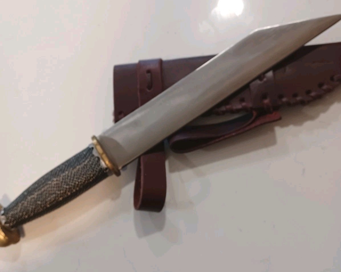 Norse Viking Seax, Wire Wrapped Handle, 17 Inch  Nicely Made, Leather Sheath