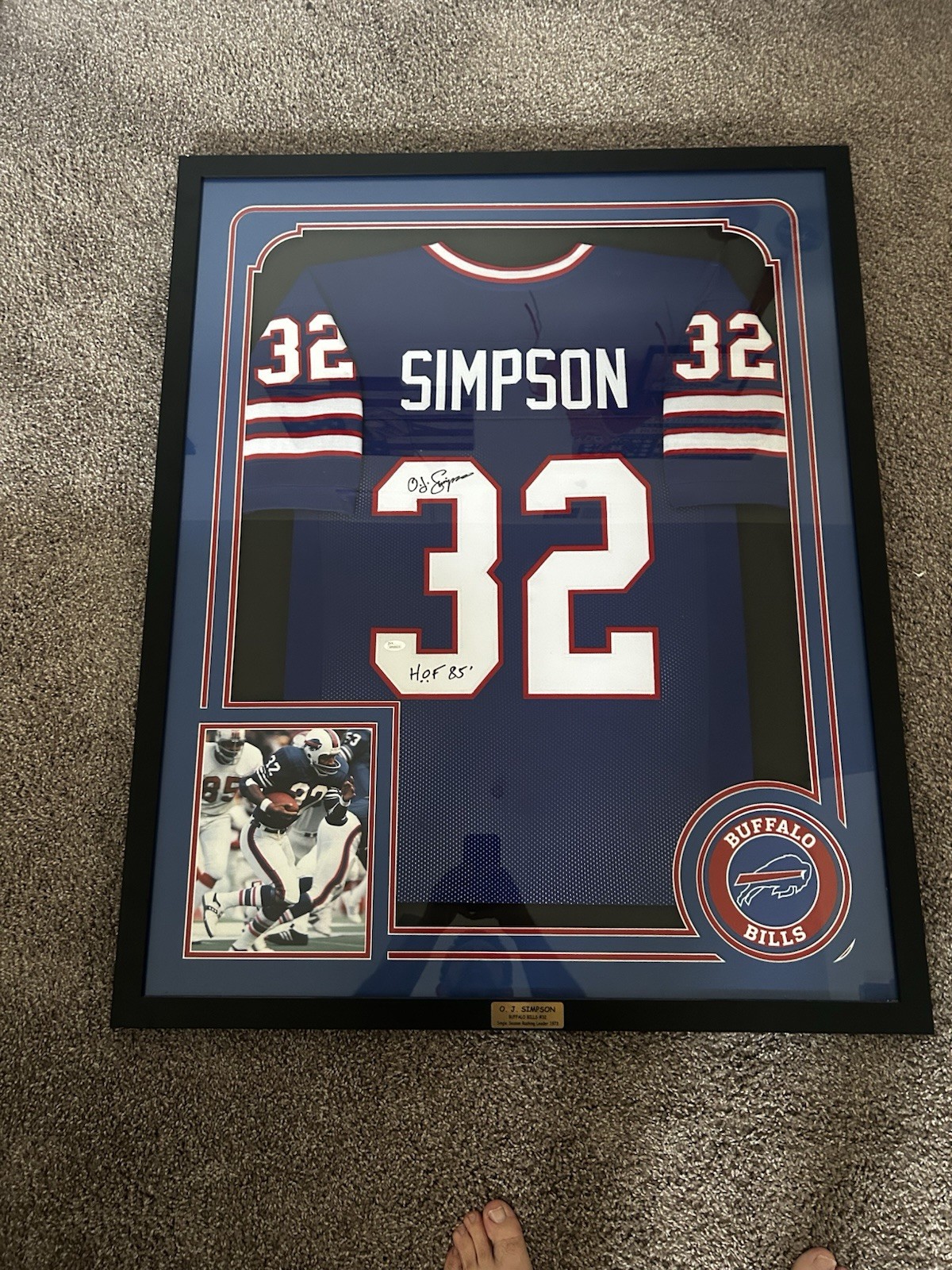 OJ Simpson Signed Buffalo Bills #32 Framed Jersey HOF 85 JSA Witnessed COA