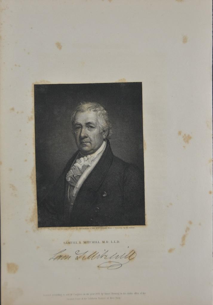 Antique Art Early American Doctor Samuel L Mitchill Original 1834 Engraving Antique Art Early American Doctor Samuel L Mitchill Original 1834 Engraving