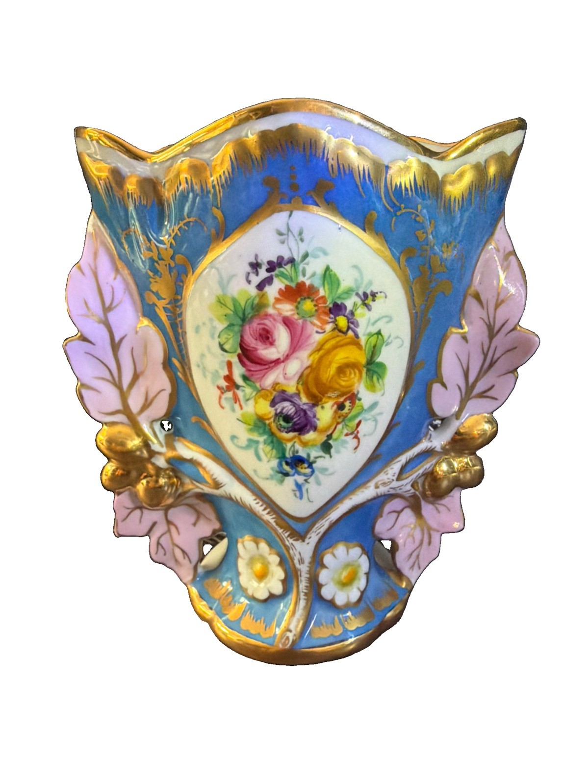 Atelier Le Tallec Paris Hand Painted Porcelain Floral Leaf Vase Urn 6.25