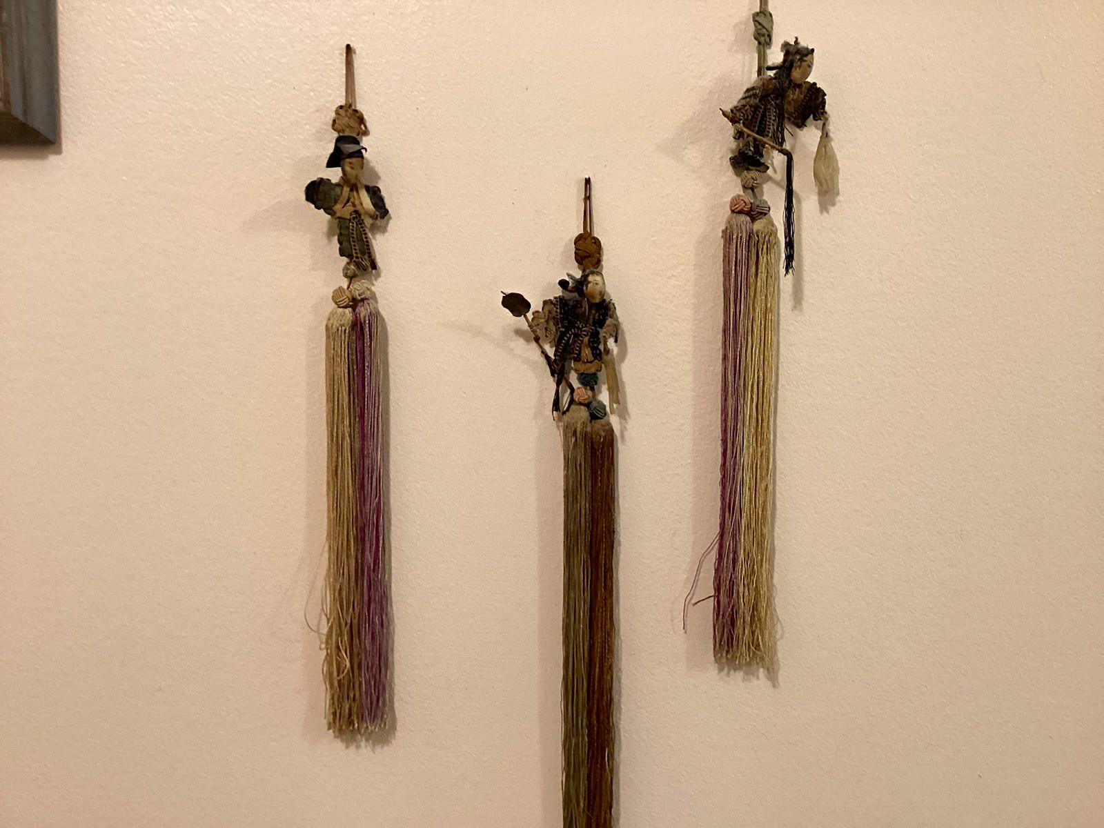 Vintage Japanese-Style Figural Silk Tassels, Set of 3 — Warrior Figures