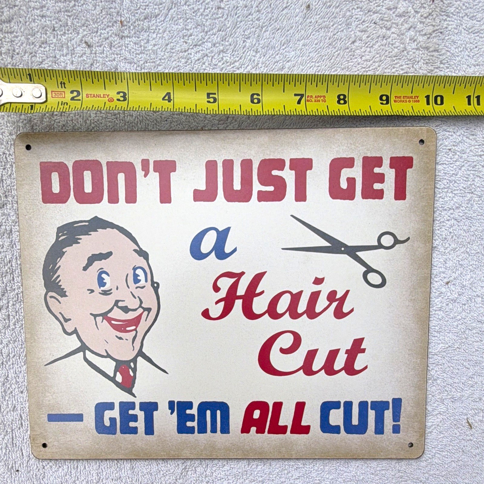 Retro Barber Shop Advertising Metal Wall Sign Hanging Horizontal Rectangle 11x7