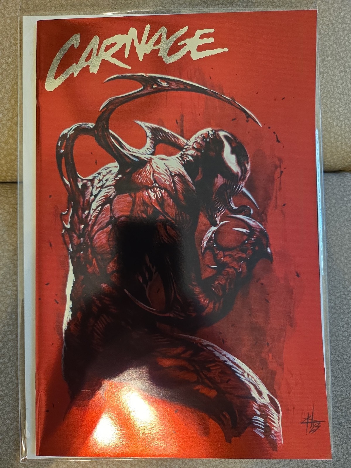 CARNAGE #1 Marvel Comic 2023 Dell\'Otto Chrome Foil Torunn Gronbekk Cletus Kasady CARNAGE #1 Marvel Comic 2023 Dell\'Otto Chrome Foil Torunn Gronbekk Cletus Kasady