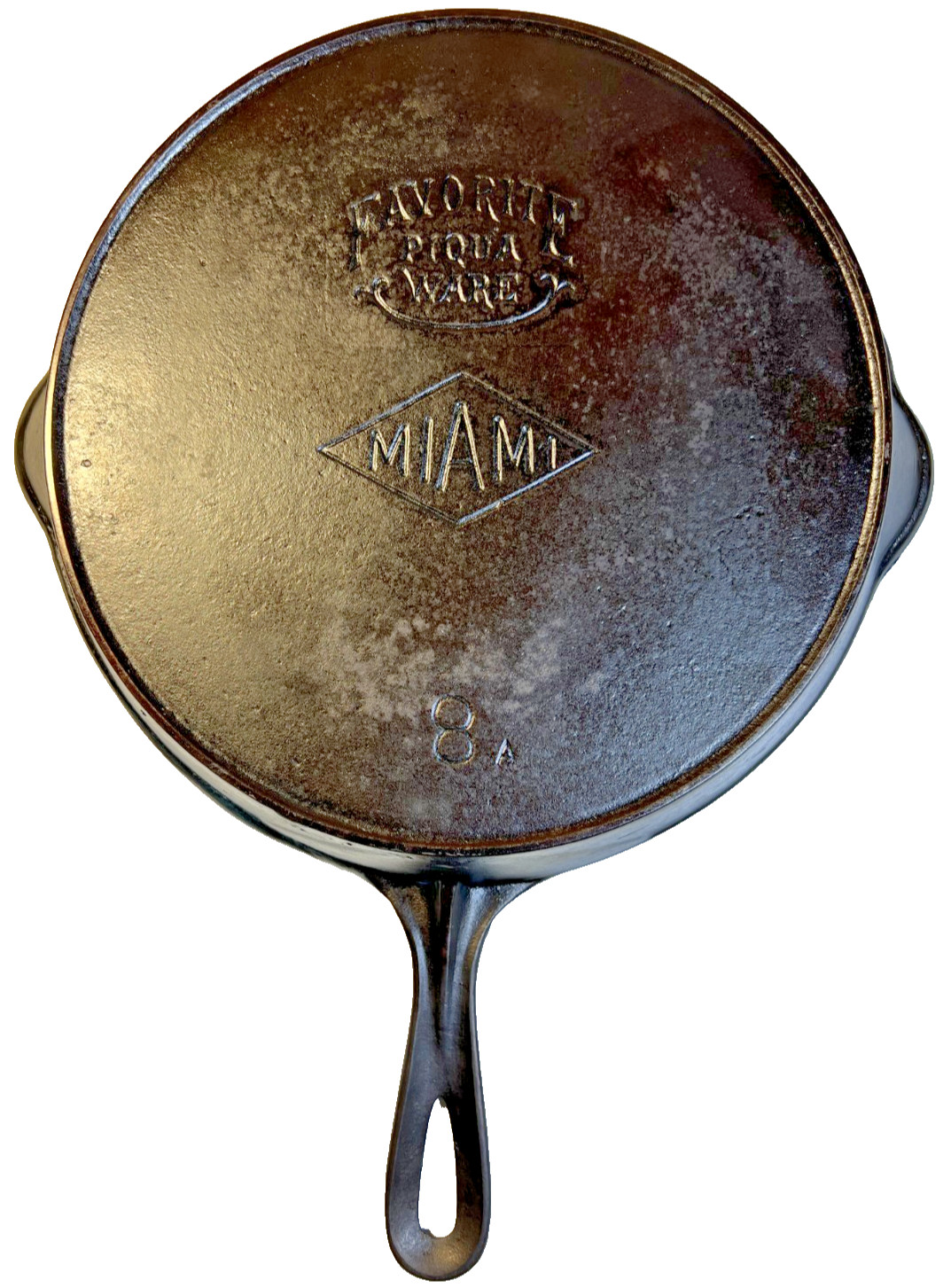 Antique c1910 Piqua Ware Miami Cast Iron Skillet Pan Thin Wall Restored Flat