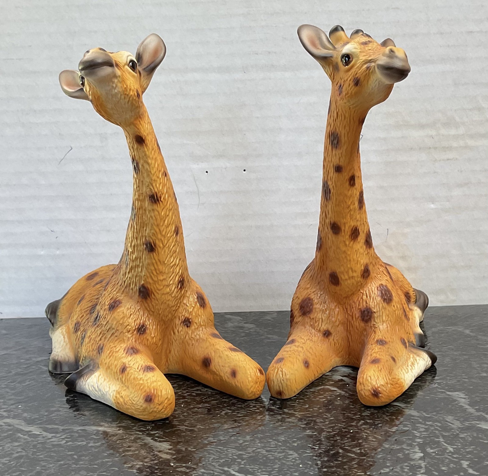 Harvey Knox Ceramic Giraffes Hand Painted Pair