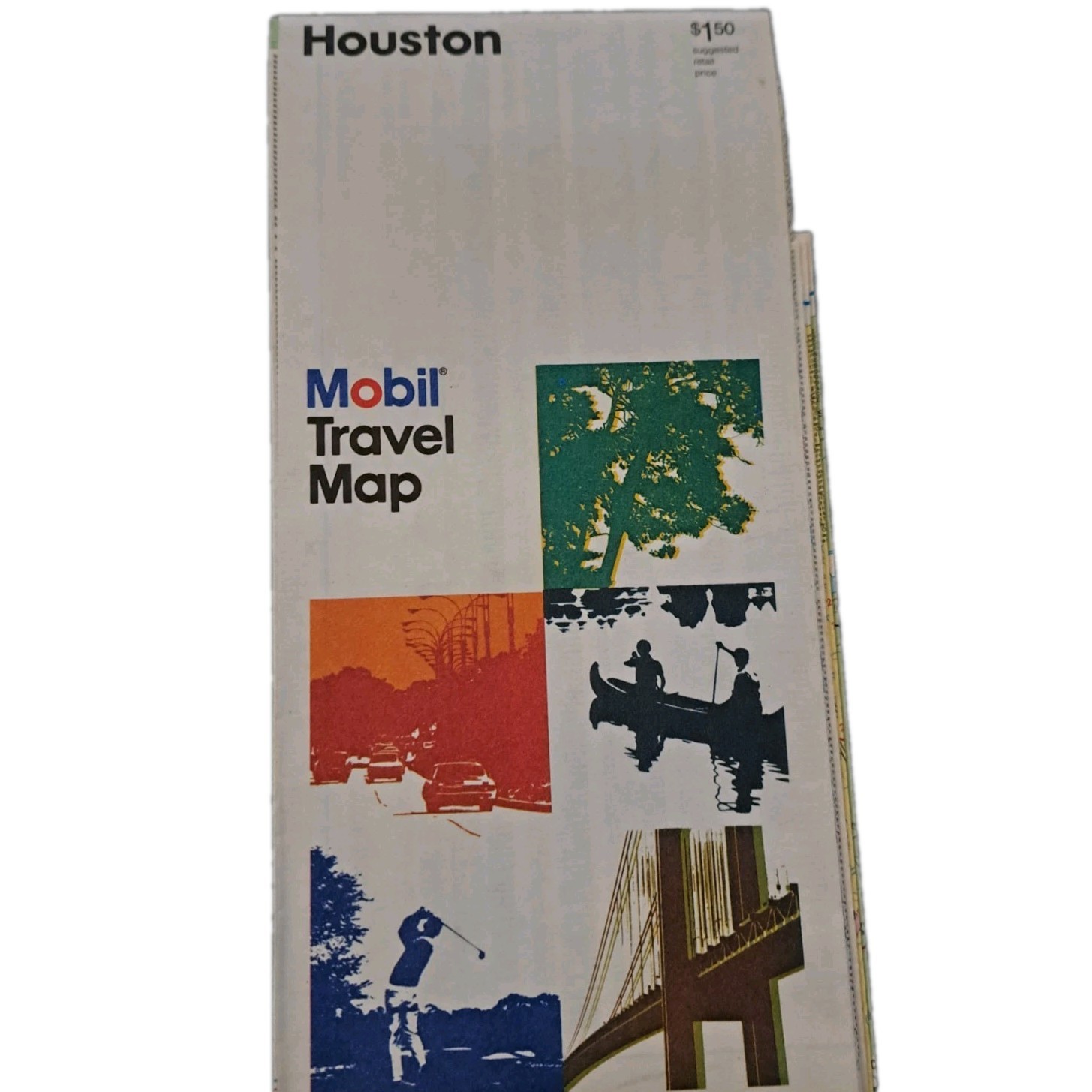 Vintage Houston MOBIL Travel Map 1970s 1976 Texas Ephemera 