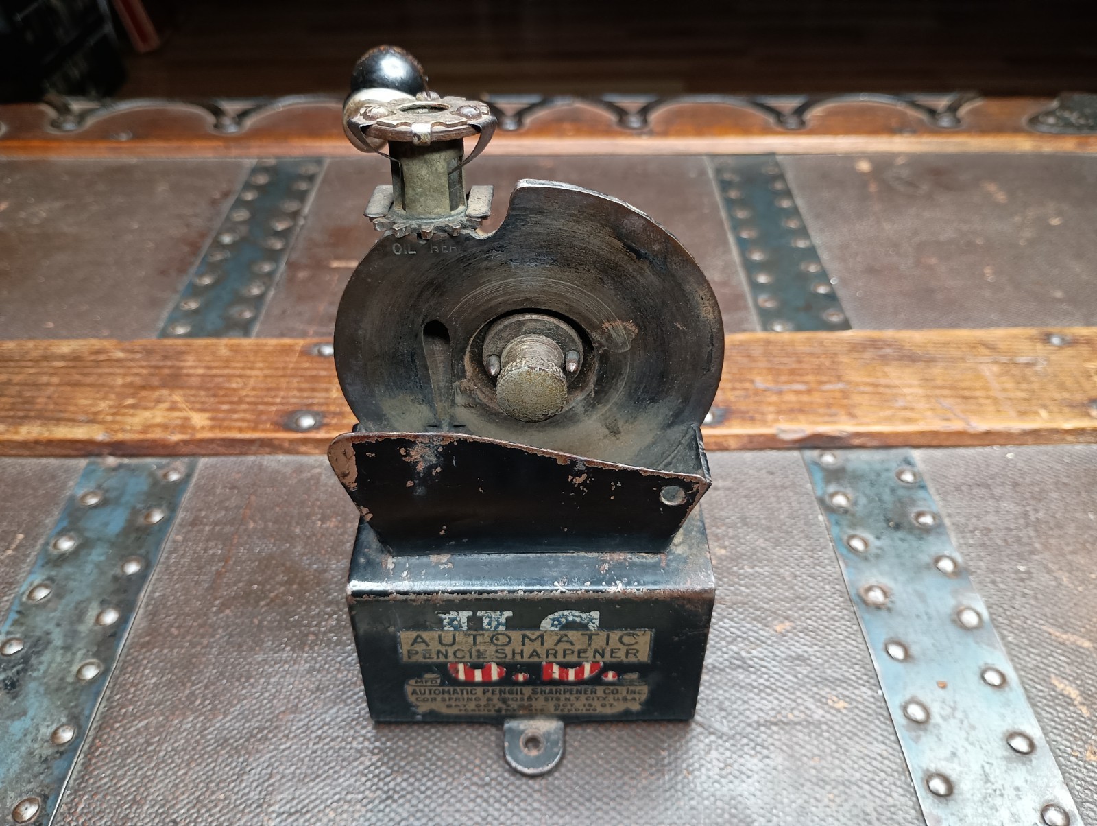Rare Antique U.S. Automatic Pencil Sharpener APSCO NYC Label 1906 1907 
