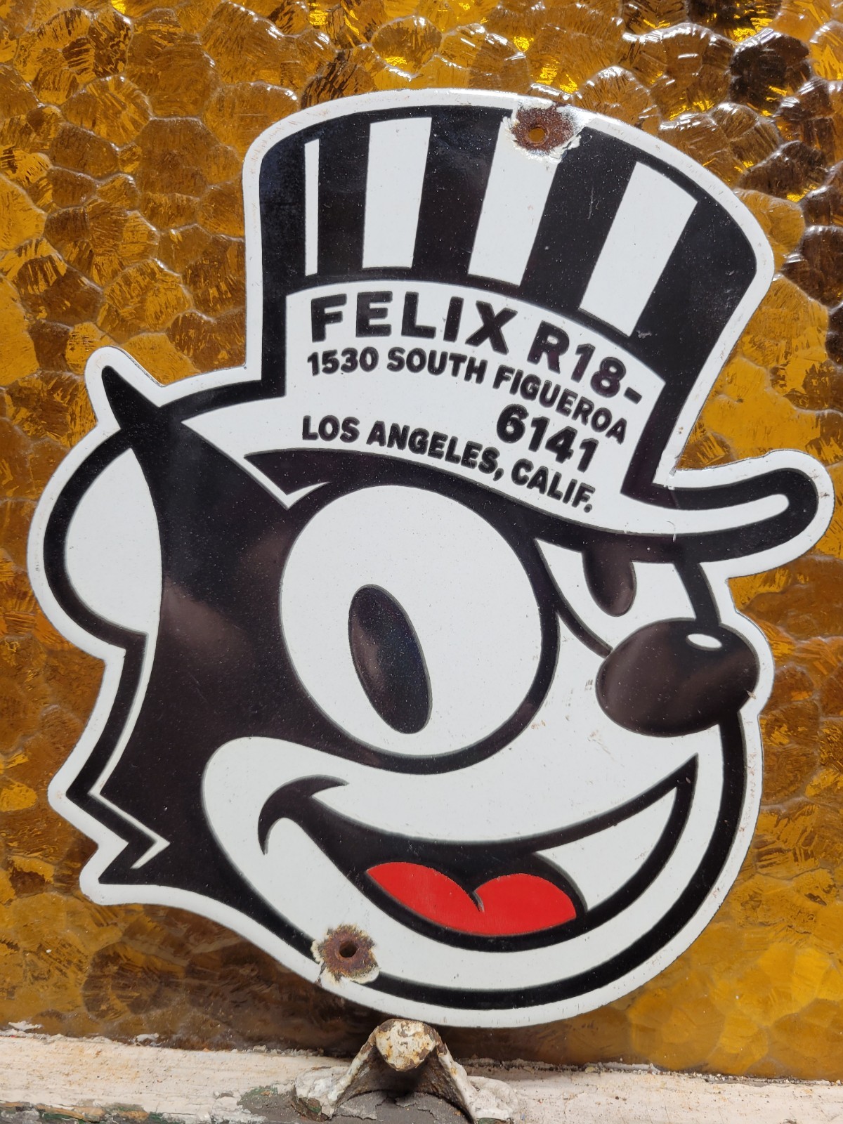 VINTAGE CHEVROLET PORCELAIN SIGN RARE OLD FELIX DEALERSHIP CAR TRUCK LOS ANGELES