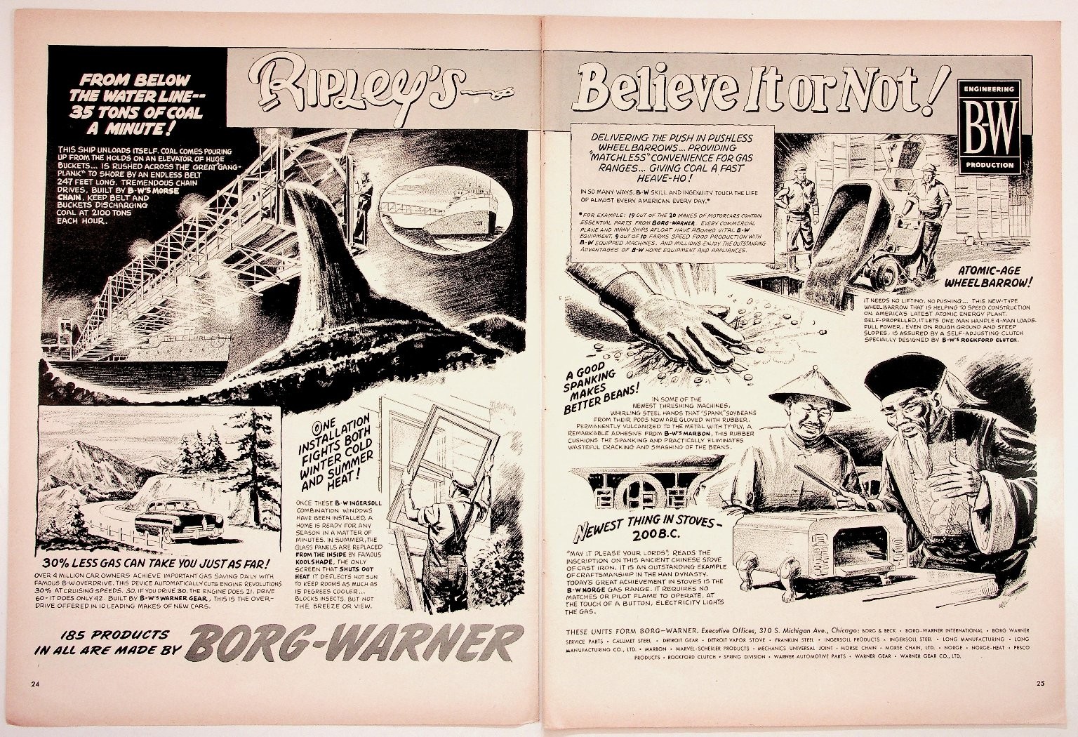 1940s Borg-Warner Ripley's Believe It or Not Magazine Ad Ephemera 1940s Borg-Warner Ripley's Believe It or Not Magazine Ad Ephemera