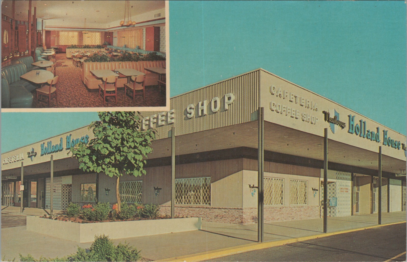 Newberry's Holland House Coffee Shop Portland OR 2 views interior postcard N361