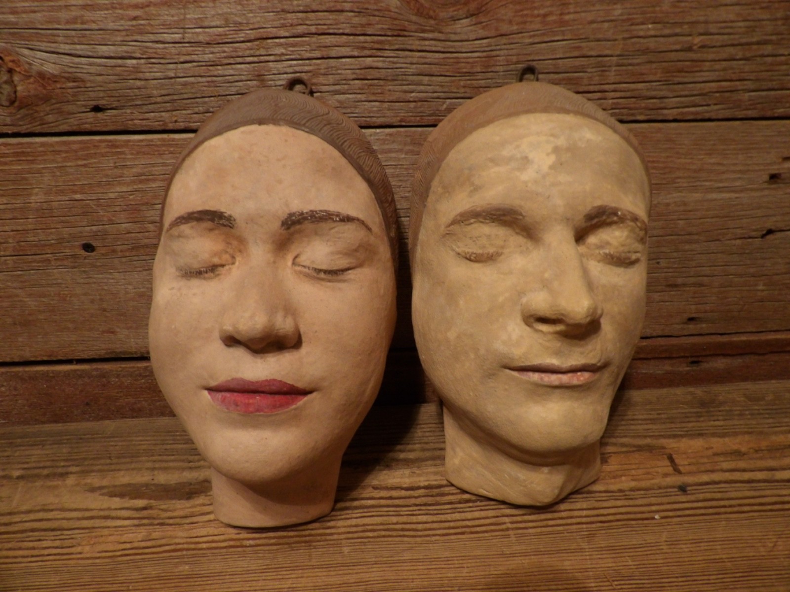 Vintage Man & Woman Gothic Medical Funeral Death Mask Oddity Skull Cadaver