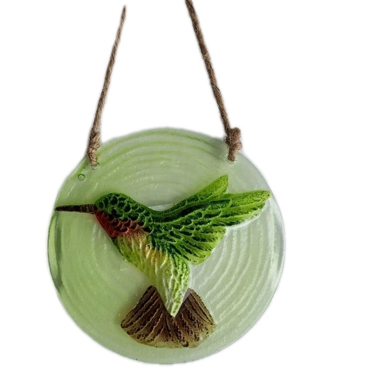 Hummingbird Glass Suncatcher Hanger for Window Handpainted 5.25\