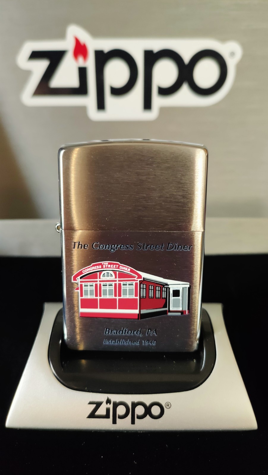 ZIPPO 2007 The Congress Street Diner Lighter. Brushed Chrome. Mint Condition ZIPPO 2007 The Congress Street Diner Lighter. Brushed Chrome. Mint Condition