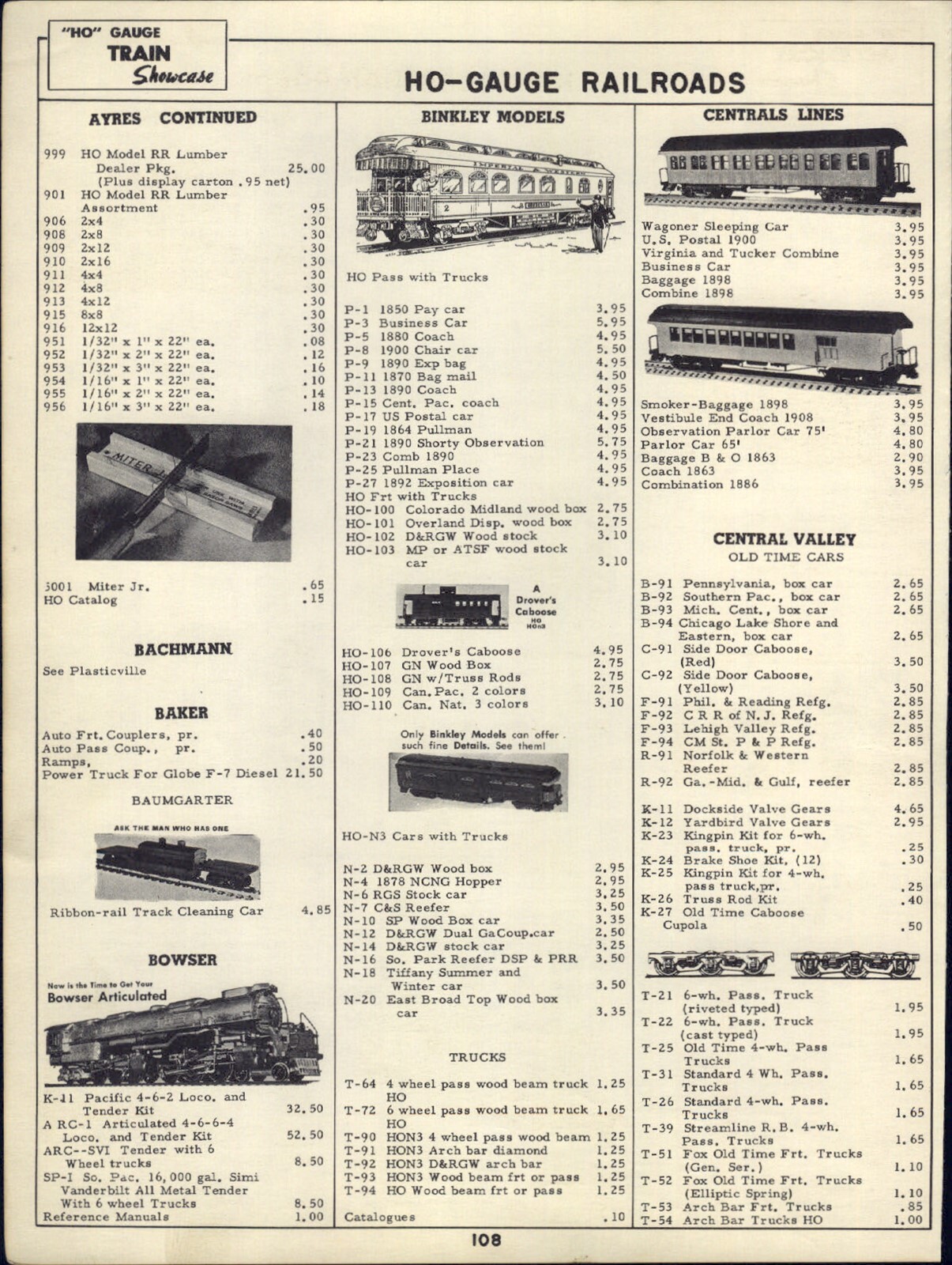 1955 PAPER AD HO Gauge Train Binkley Model Bowser Articulated Locomotive Atlas 