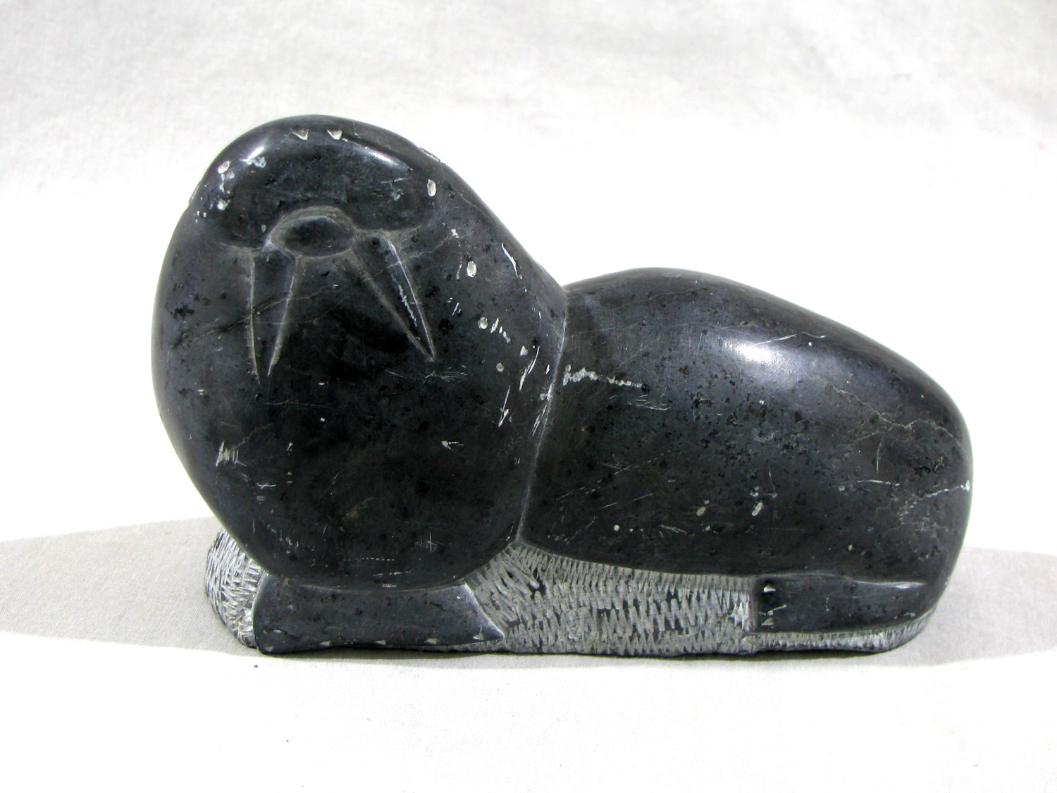 Vintage INUIT CARVED SOAPSTONE WALRUS - FROM CANADA - SIGNED
