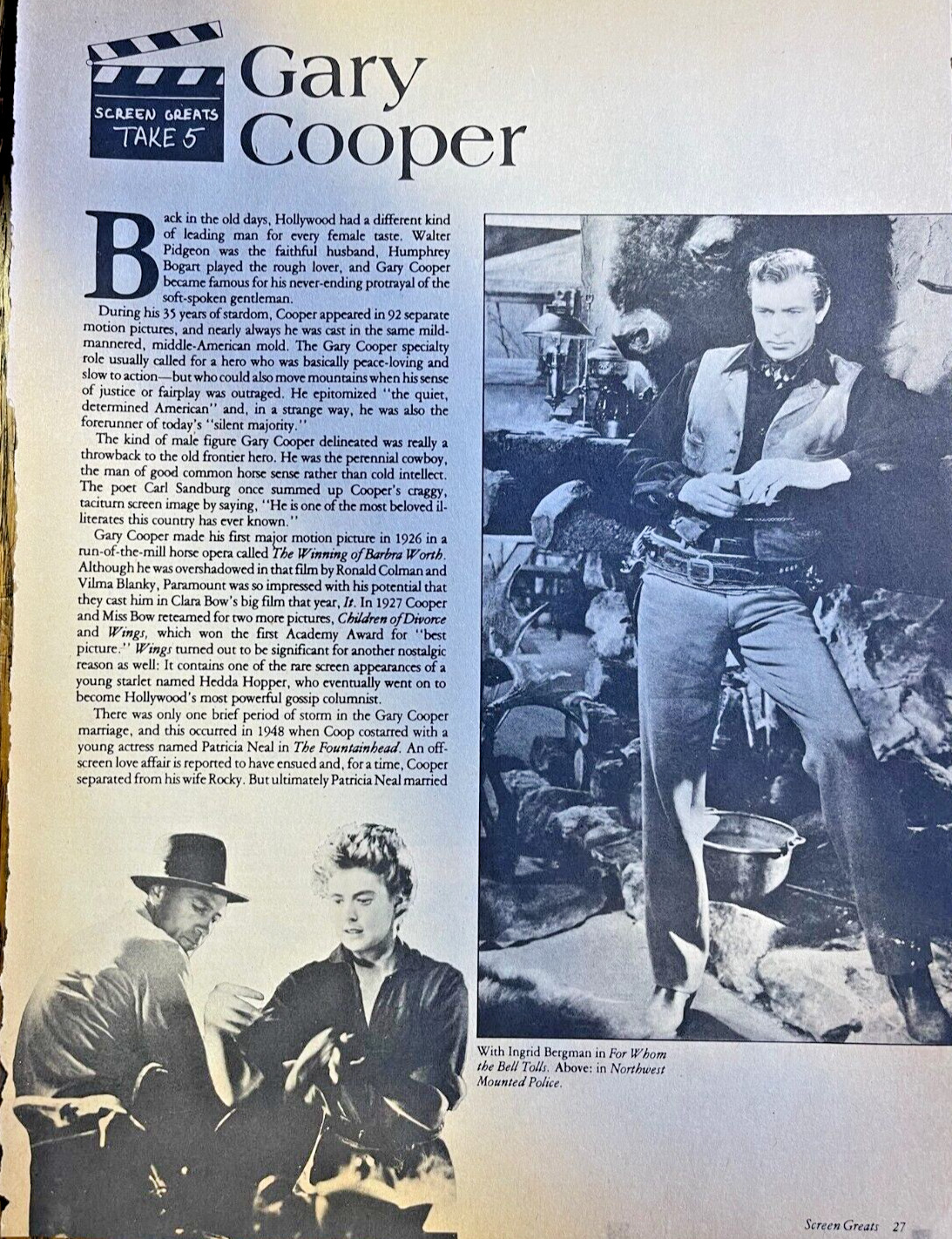 1982 Actor Gary Cooper illustrated