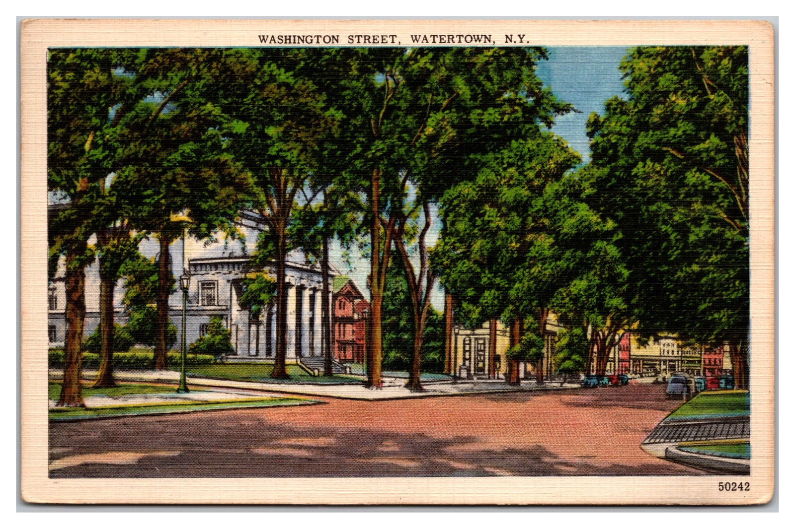 Watertown New York Washington Street Streetview Stamp Brewer Maine