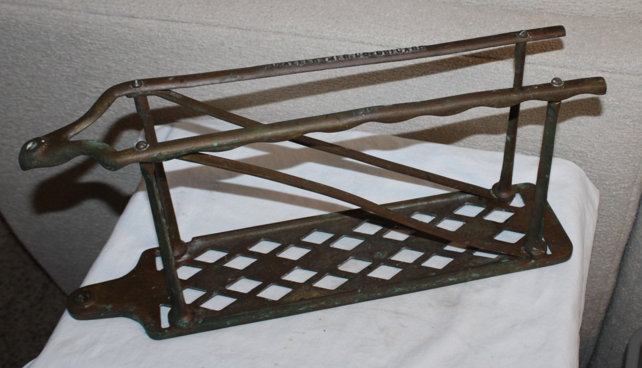 RARE Antique 1908 W.D. Allen Mfg Brass Fire Hose Rack Holder RARE Antique 1908 W.D. Allen Mfg Brass Fire Hose Rack Holder
