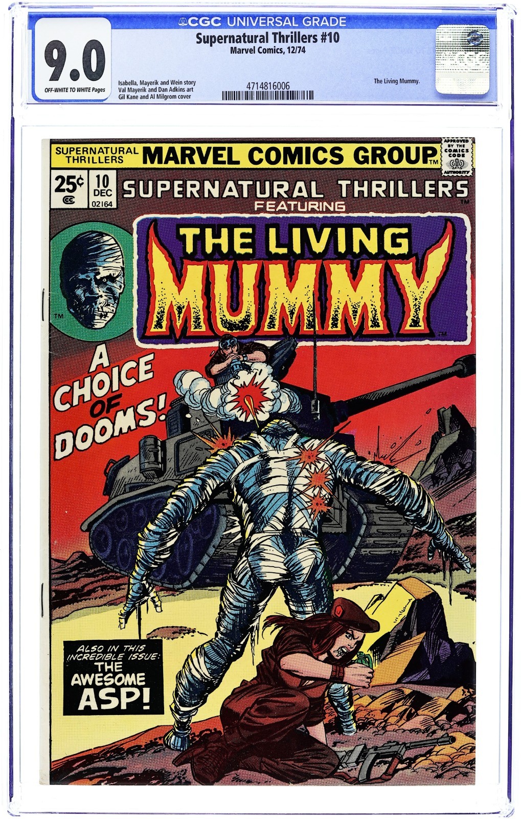 Supernatural Thrillers #10 Living Mummy - 1974 - CGC 9.0 - Gil Kane & Al Milgrom