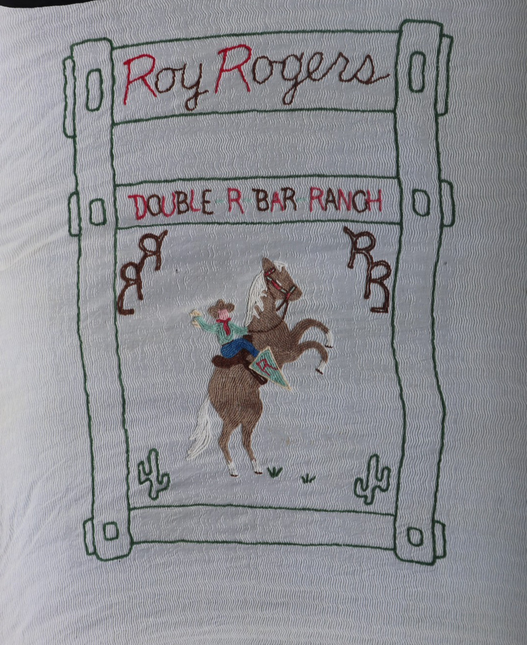 VTG Roy Rogers Chenille Bedspread Double R Bar Ranch 1950s Cowboy Western