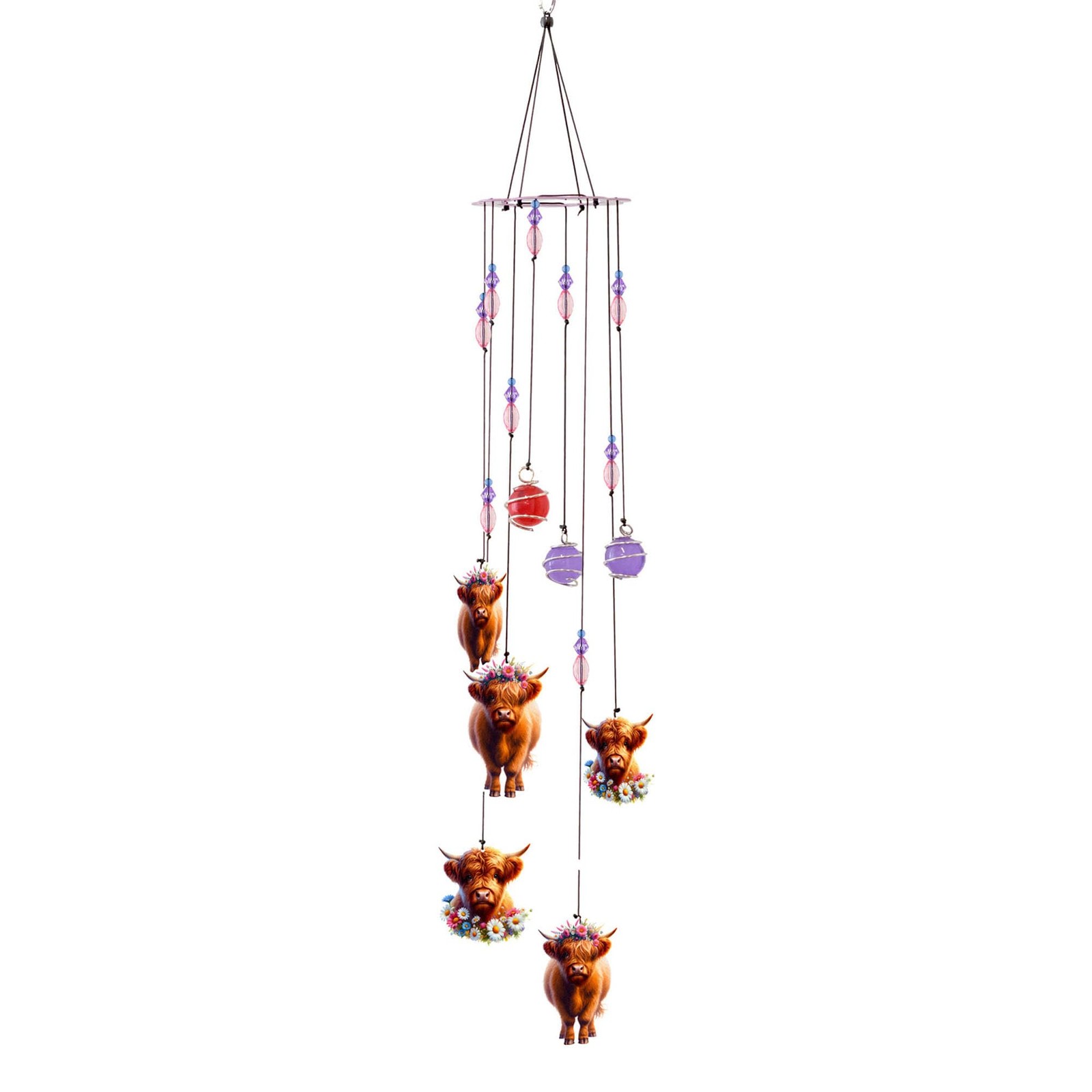 Spoontiques Highland Cow Wind Chime Outdoor Garden Decor Yard Patio