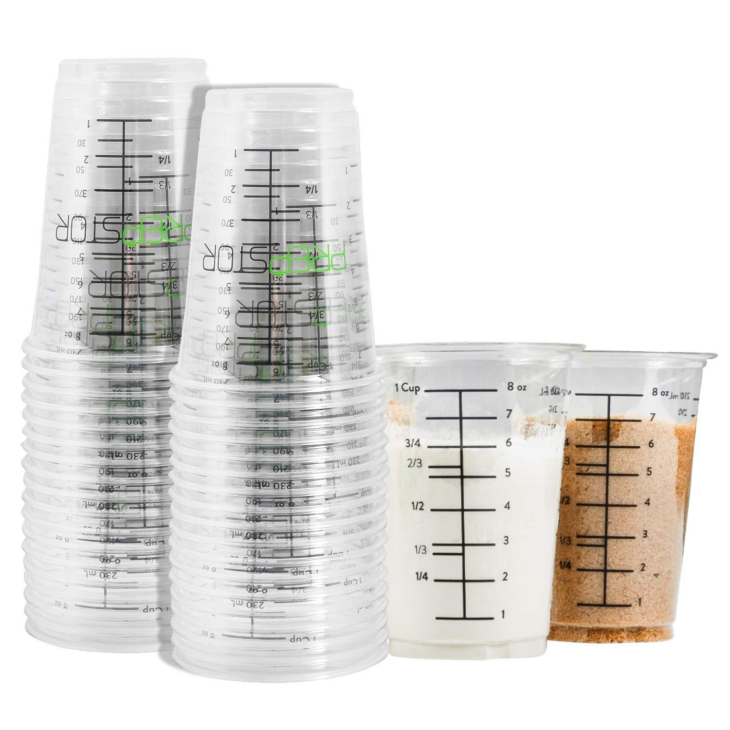 Disposable Measuring Cups 8 ounces (per cup), 20 pieces (pack size), Clear