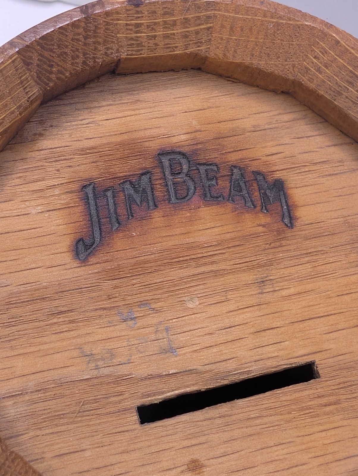 Vintage Jim Beam Wooden Whiskey Barrel Coin Bank Advertising Bourbon 5.5\