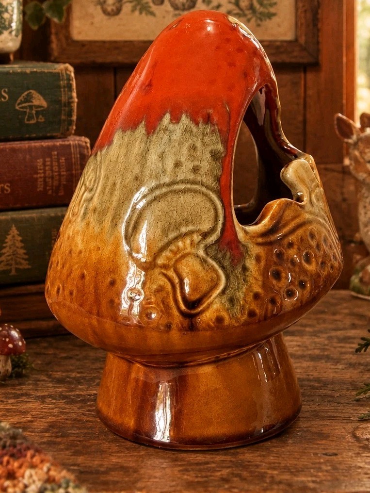 Maddux of California Vintage Ceramic Mushroom Ashtray Lava Drip Glaze Pottery