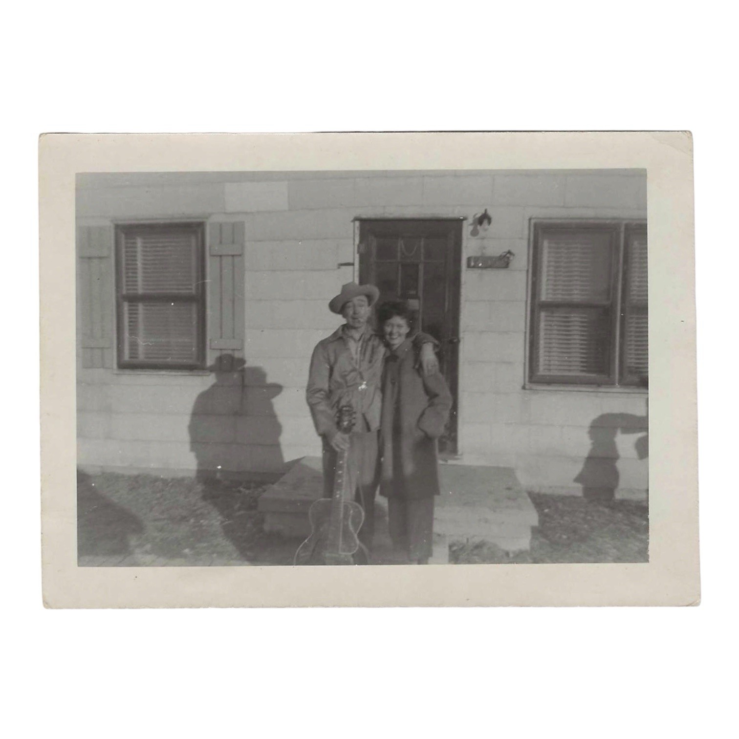 Vintage Snapshot Photo Cowboy Guitar Musician Woman Sweethearts Western Couple