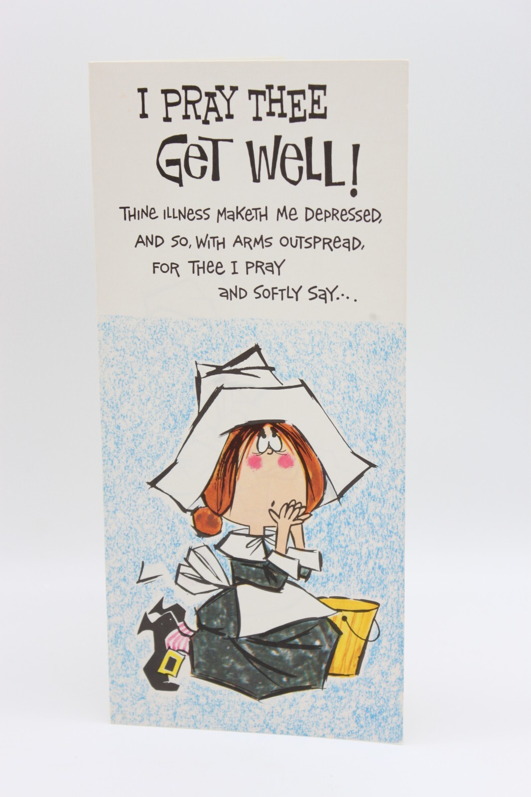 Vintage 1968 Longfellow Cards Humor Pop Up Greeting Card Pilgrim Get Well Barker