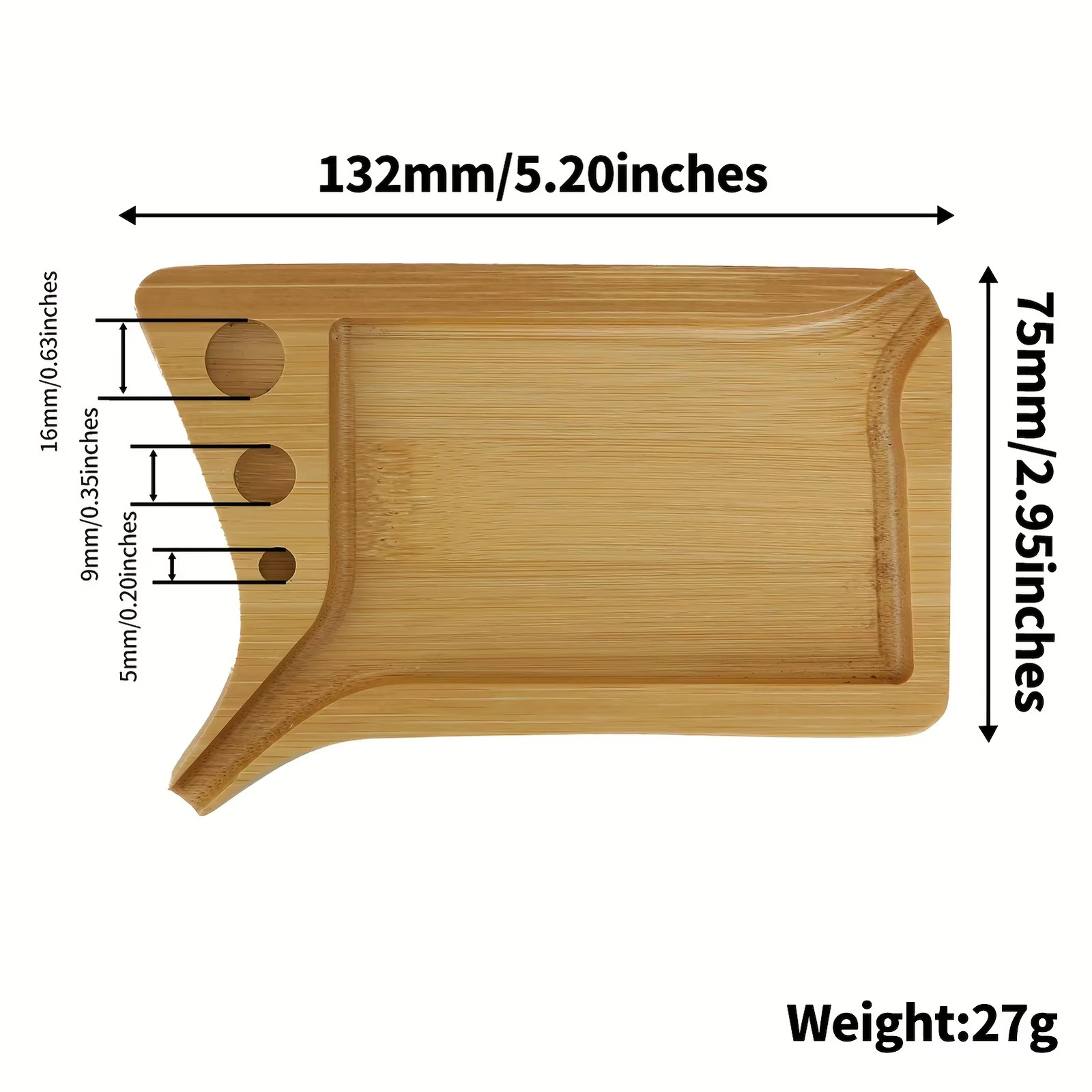 Bamboo Wooden Rolling Tray with Funnel Tool Multipurpose Storage Tray