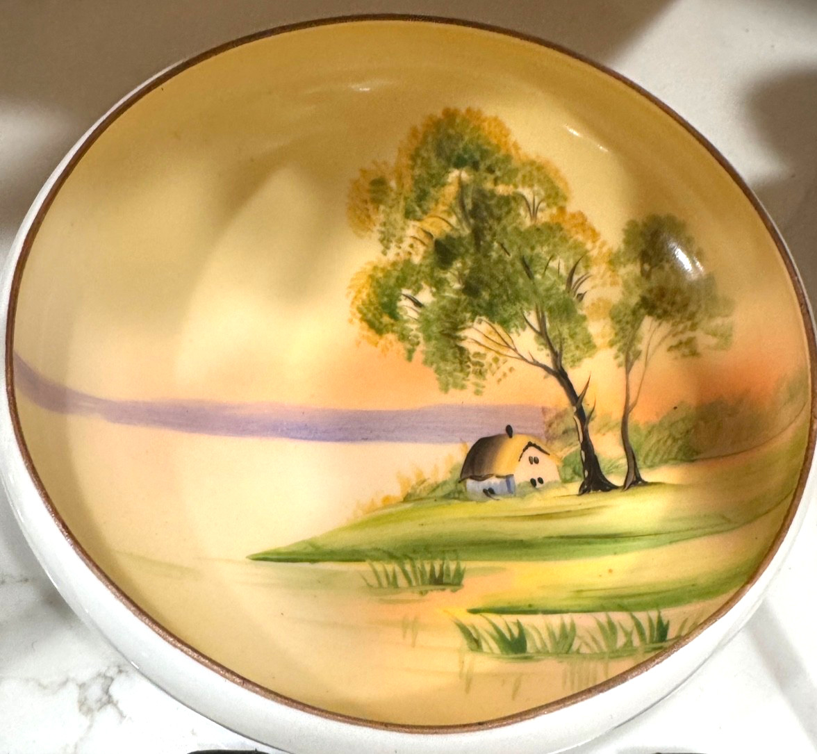 Charming Cottage by Lake -  Antique NIPPON HAND-PAINTED - 7