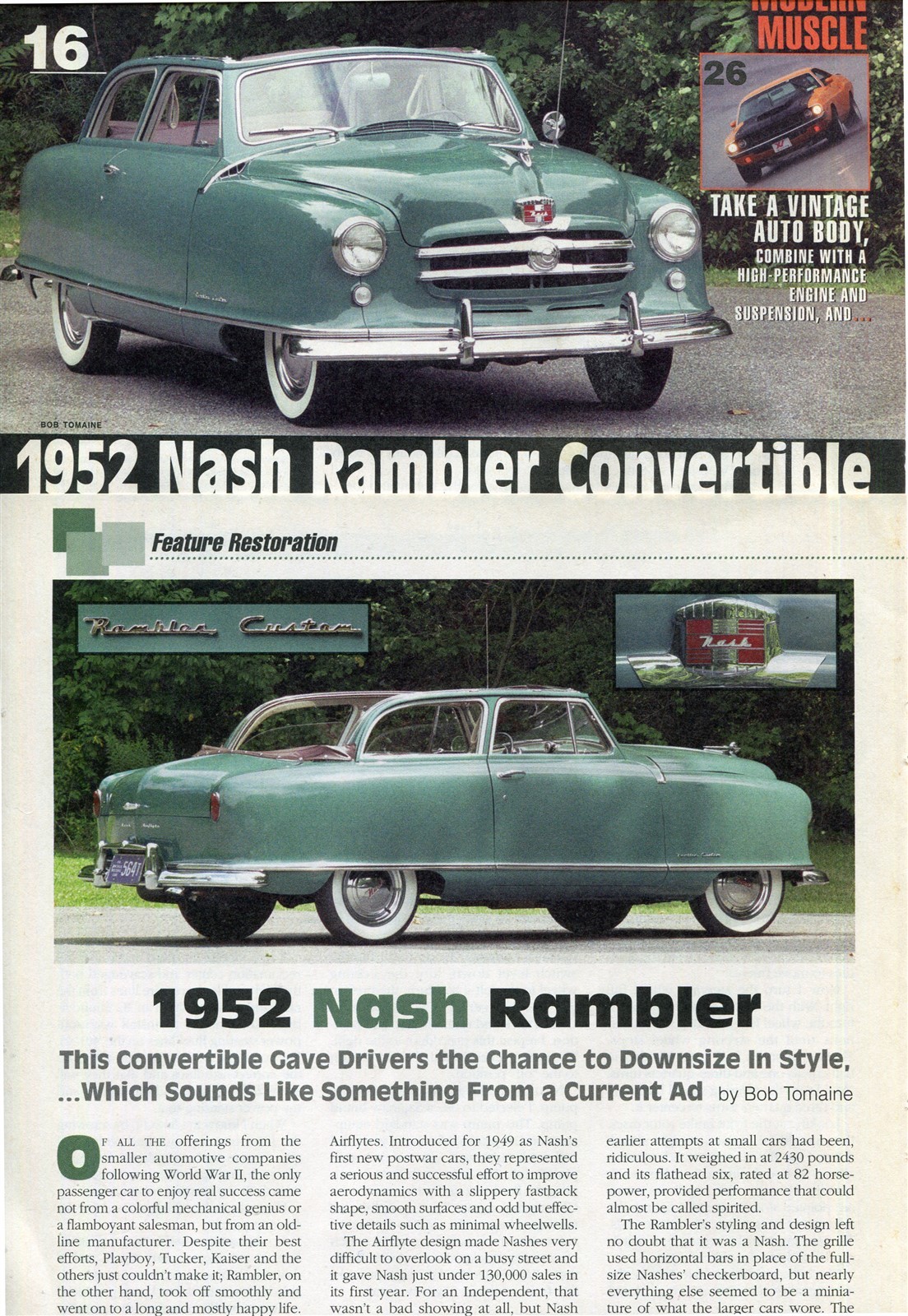 1952 NASH RAMBLER CONVERTIBLE RESTORATION 5 pg Article 1952 NASH RAMBLER CONVERTIBLE RESTORATION 5 pg Article