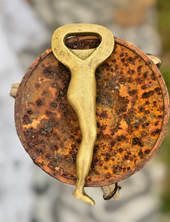 Vintage Brass Lady Leg Bottle Opener • Solid Cast Brass Retro Mid Century Novelt