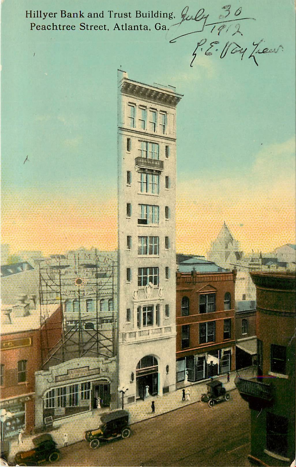 Georgia, GA, Atlanta, Hillyer Bank & Trust, Peachtree ST 1912 Postcard