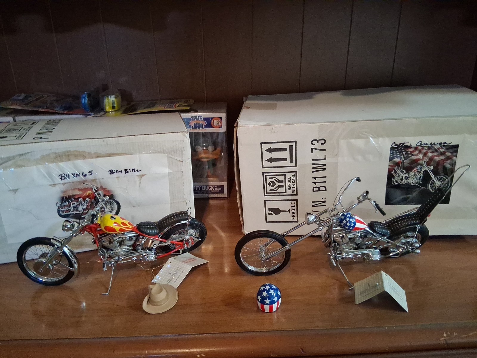 Franklin Mint 1969 Easy Rider Captain America Chopper & Billy Bike Harley 1:10