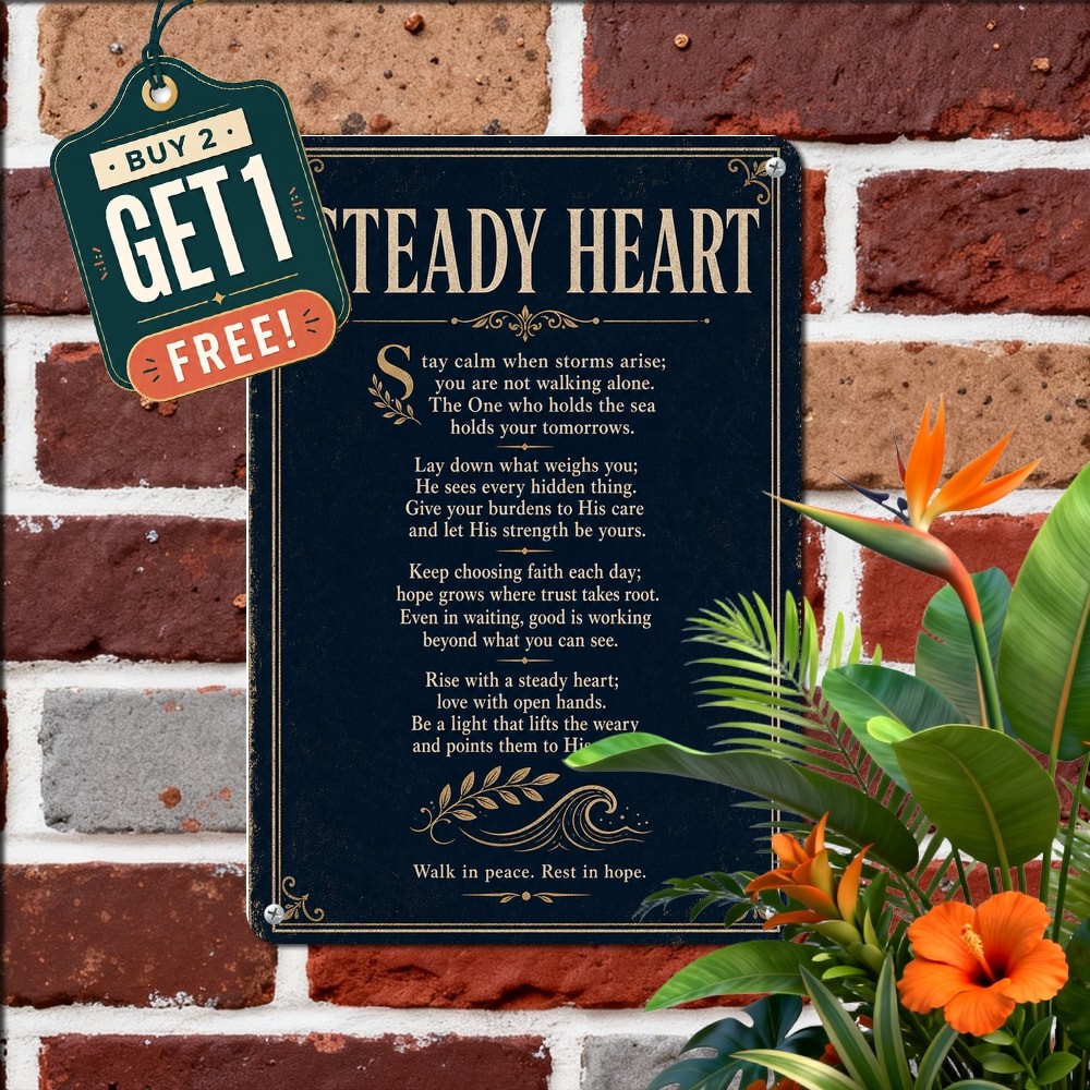 Bible Psalm Scripture Wall Art Christian Faith Verse Decor Metal Tin Plaque