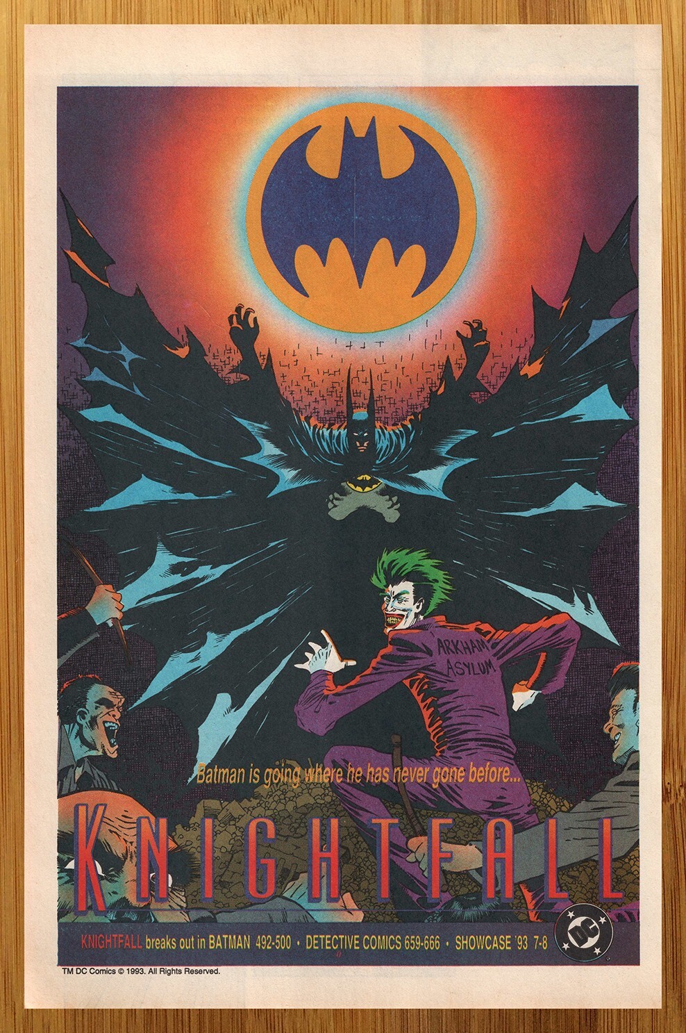 1993 DC Comics Batman Knightfall Print Ad/Poster Joker Kelley Jones Promo Art