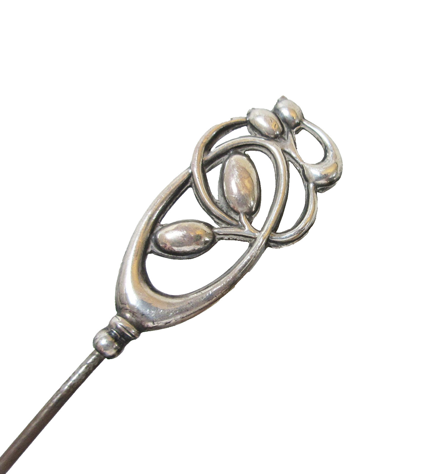Antique Hatpin Charles Horner Silver Stylized Flowers