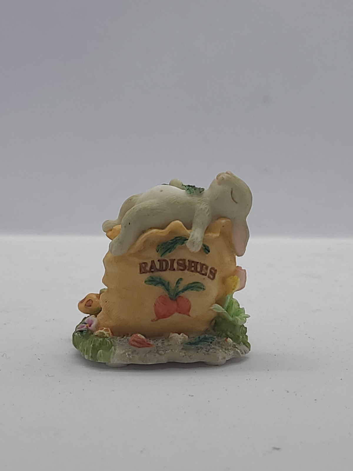 Russ Berrie Nature\'s Wonder Bunny Rabbit Figurine Sleeping Radishes Sack #27784