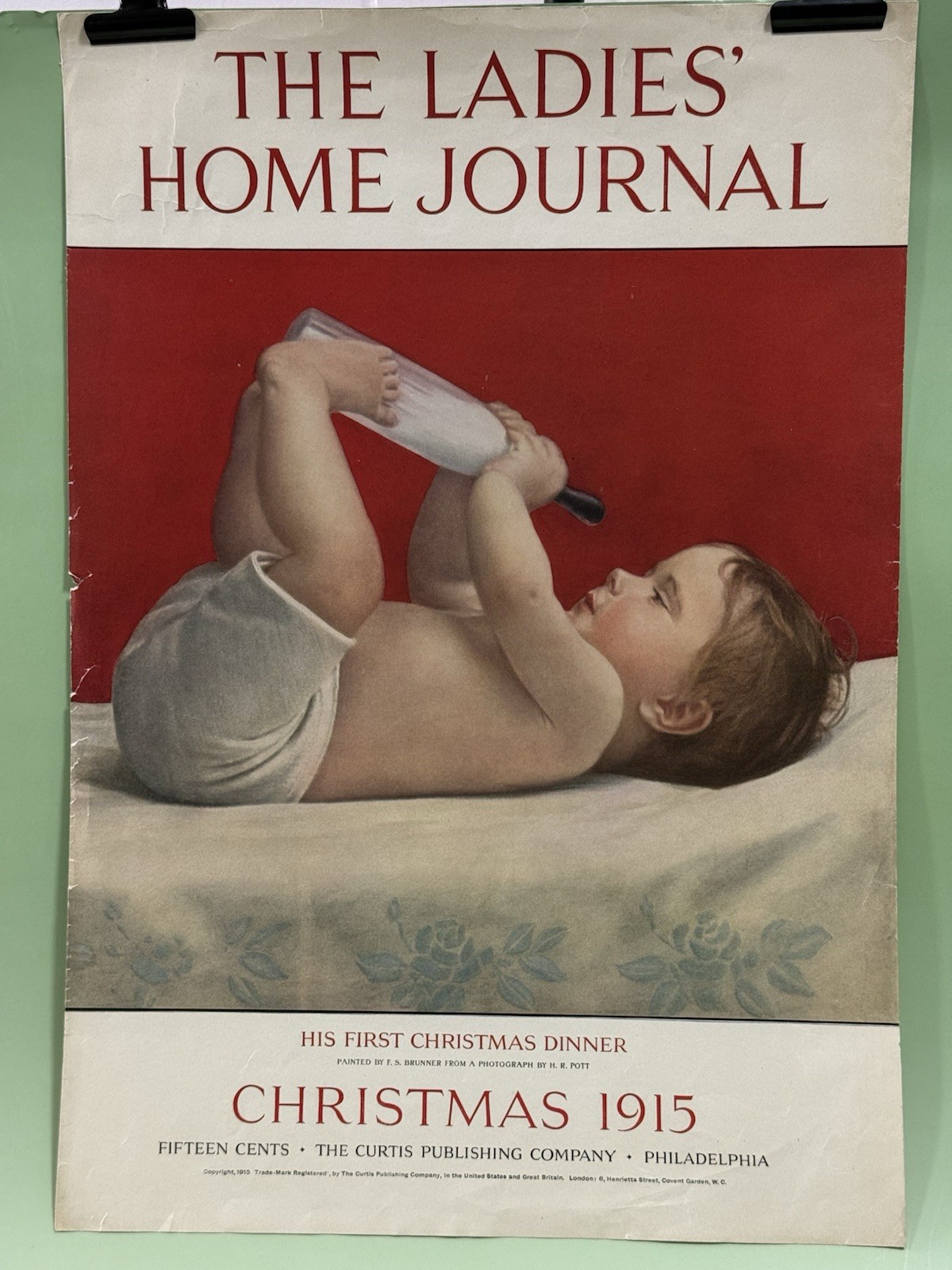 1915 Ladies Home Journal Christmas Newsstand Advertising Poster Curtis Original