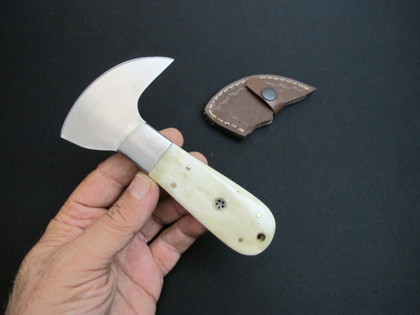 Vtg Custom Crown Leather Paring Knife Bookbinding Skiving Antique Tool + Sheath