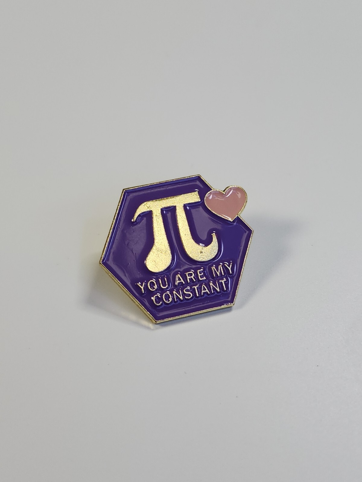 Pi You Are My Constant Lapel Pin Pink Heart Purple Background Humorous 