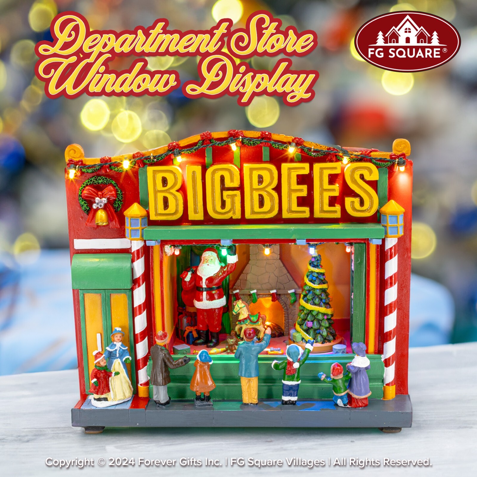 FG Square Bigbees Retro Department Store LED Christmas Village Decor 10x4x9 FG Square Bigbees Retro Department Store LED Christmas Village Decor 10x4x9